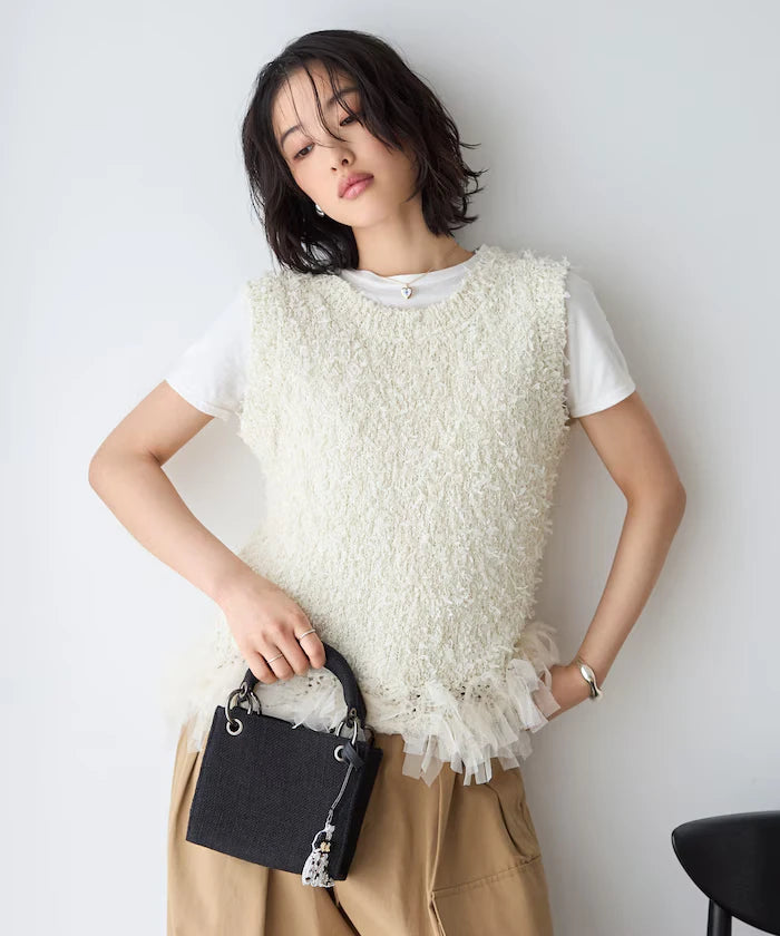 2WAY Fringe Hem Knit Vest