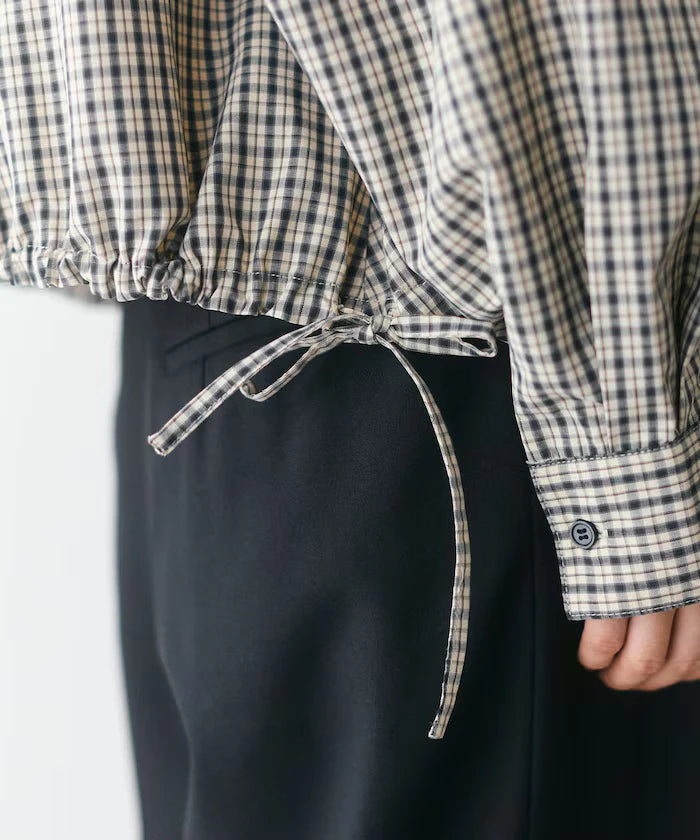 Hem Code Switch Short Length Long Sleeve Shirt