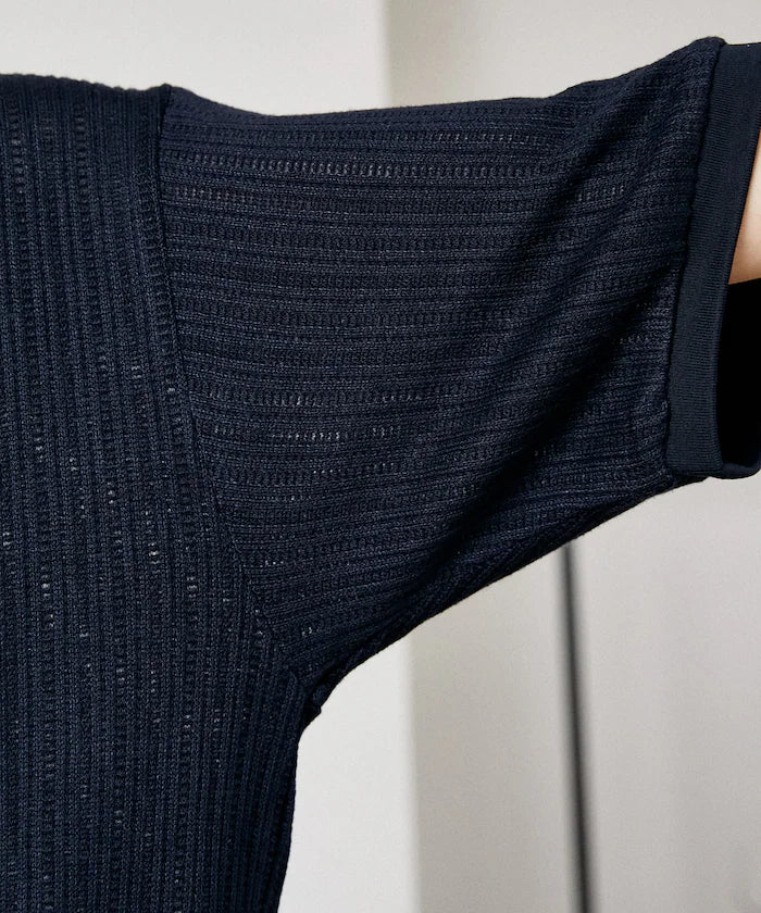 LOVE POP STUDIO Pattern Mesh Henley Neck T-Shirt Limited Release