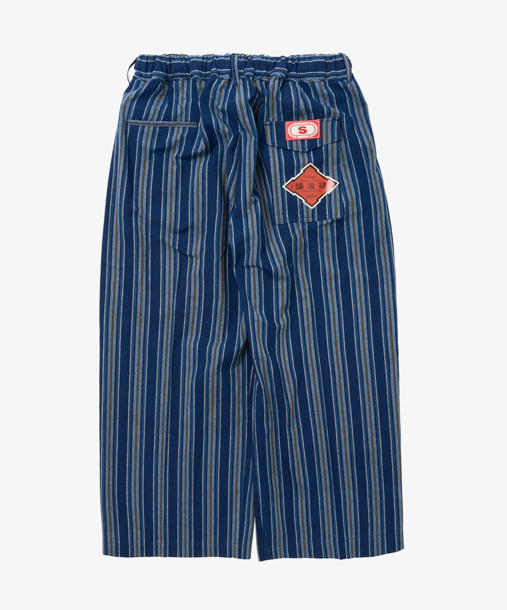 bingo kasuri hakama pants yellow navy stripe
