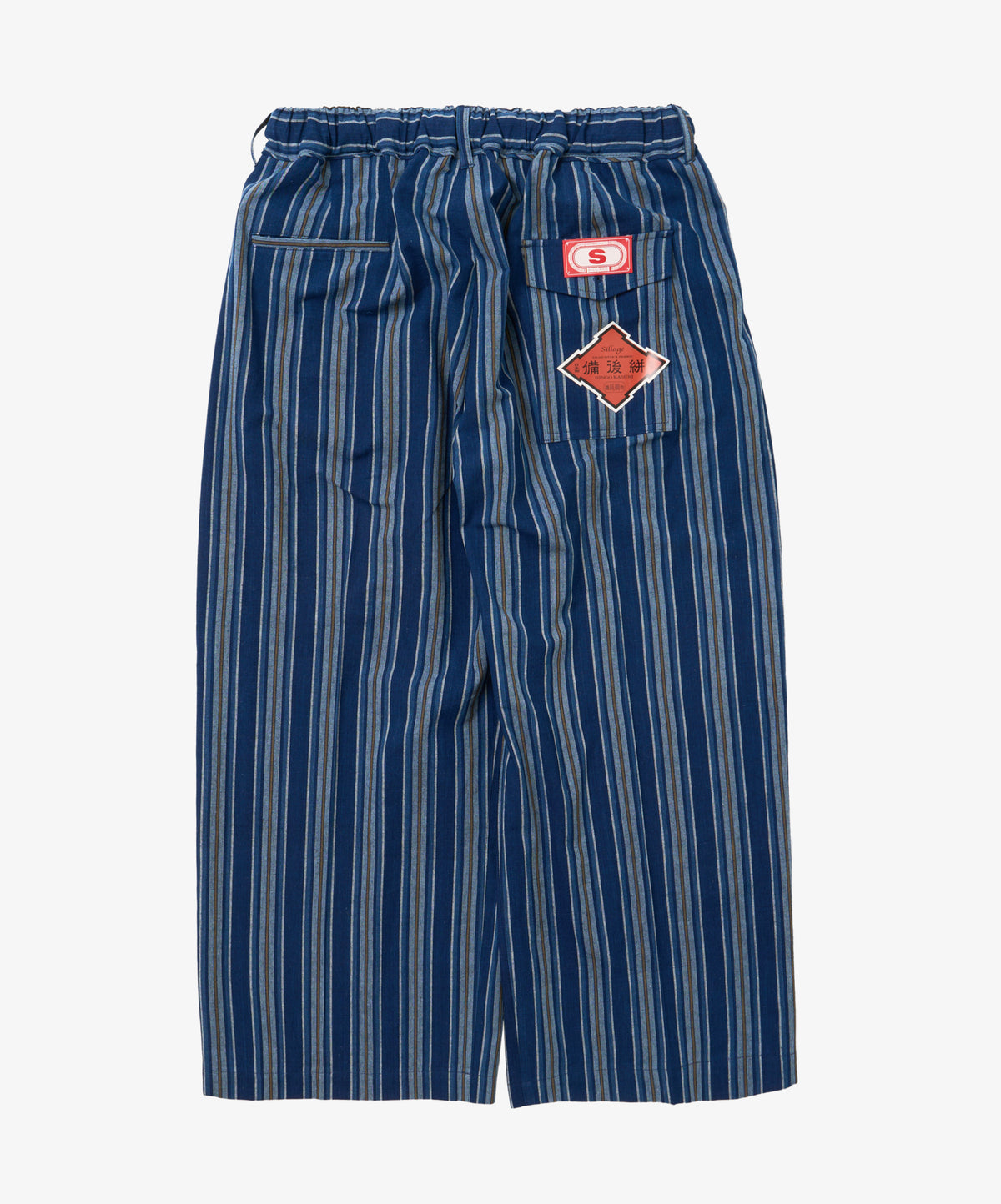 bingo kasuri hakama pants yellow navy stripe