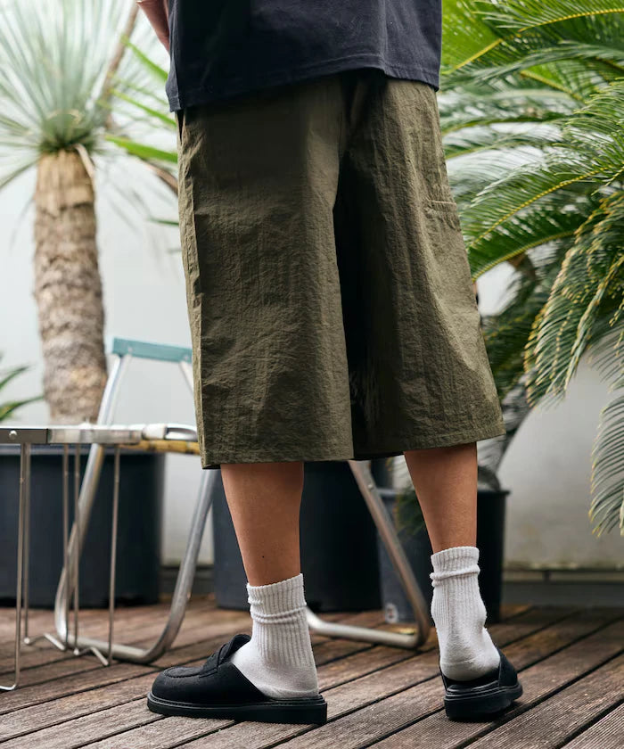 Nylon Sleek Water Length Baggy Shorts