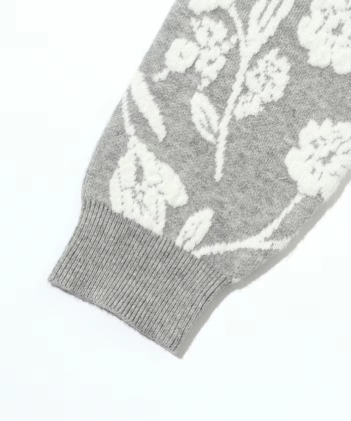 Flower Jacquard Knit Cardigan