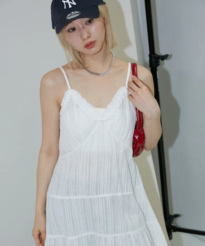 India Cotton Ruffle Tiered Camisole Mini Dress Limited Edition