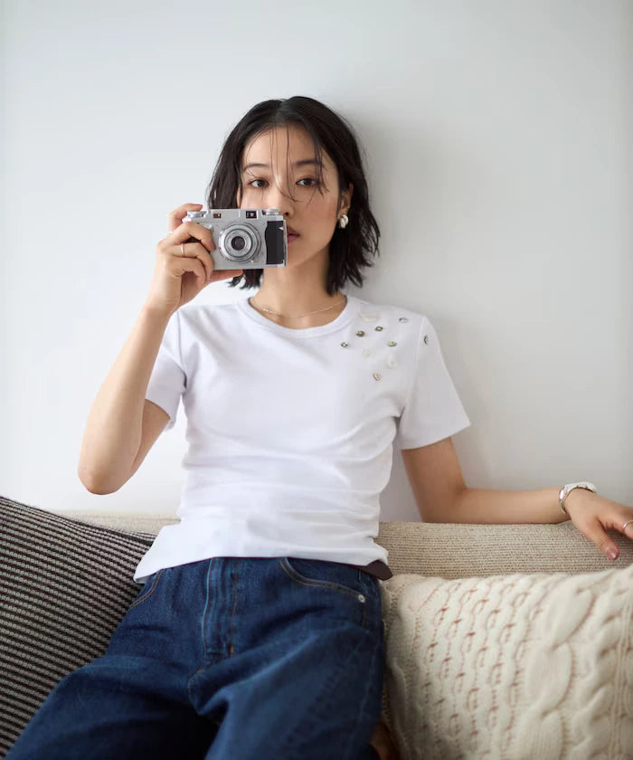 Many Button Cotton Modal Short Sleeve T-Shirt