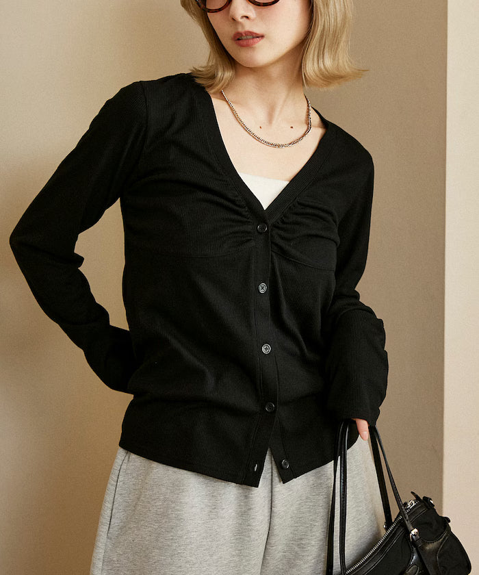 Layered-style V-neck cardigan limited edition