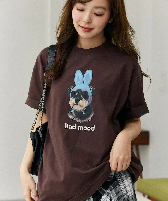 <Functional Material> Bad Mood Dog Print T-Shirt Limited Edition