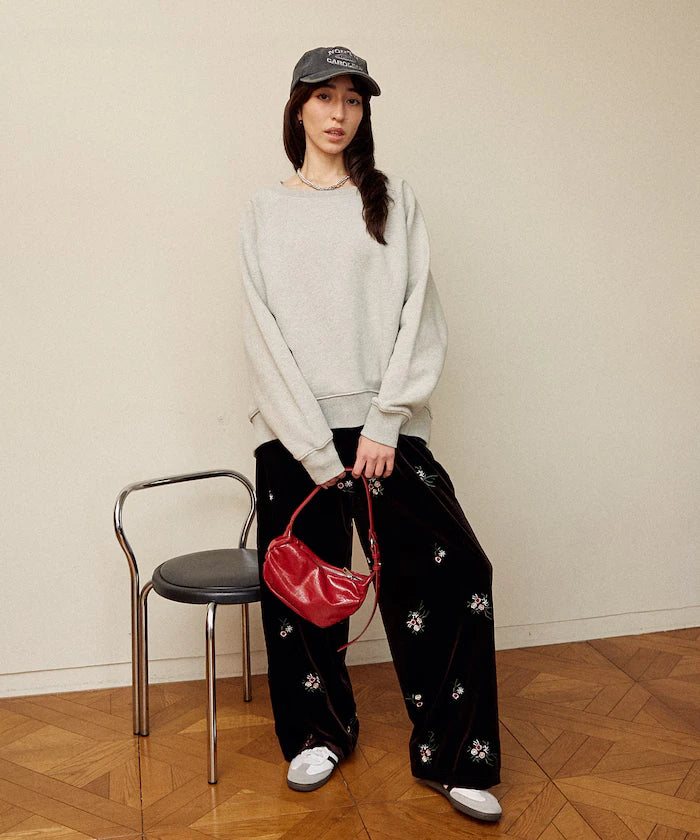 Flower Embroidery Velvet Easy Pants Limited Edition