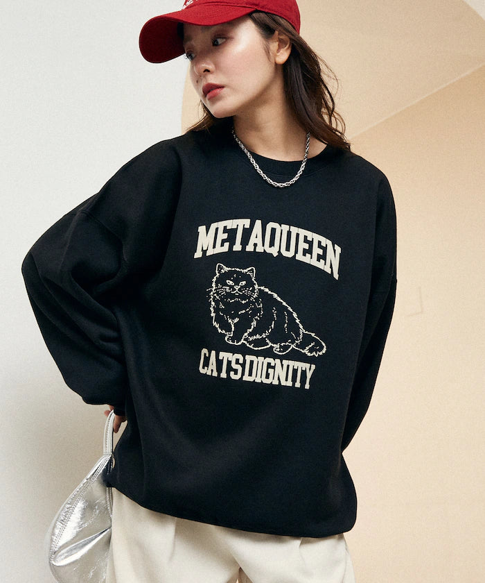 METAQUEEN Flocky Cat Brushed Back Sweat Limited Edition
