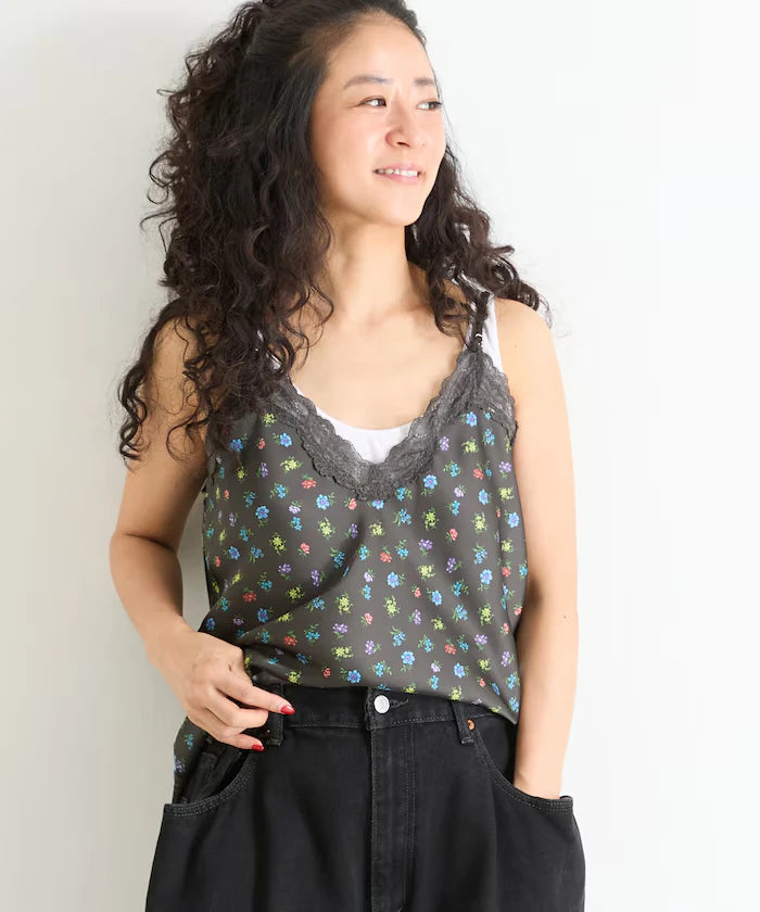 2WAY Floral Satin Camisole