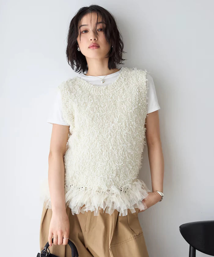2WAY Fringe Hem Knit Vest