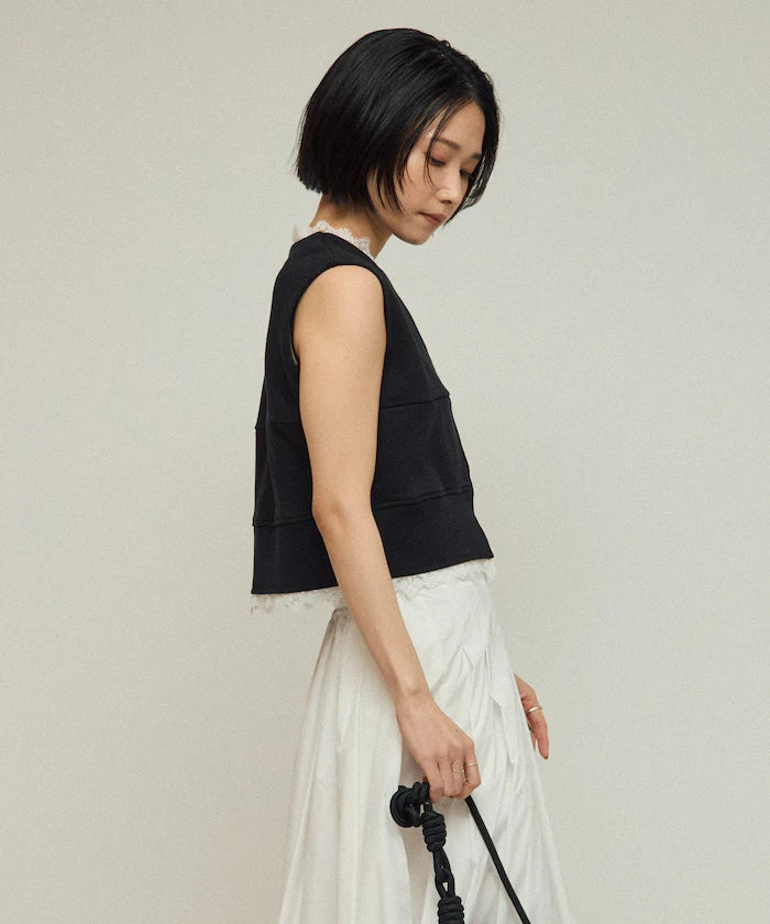 Organic Cotton Lace Sweat Vest / Lined Sweat