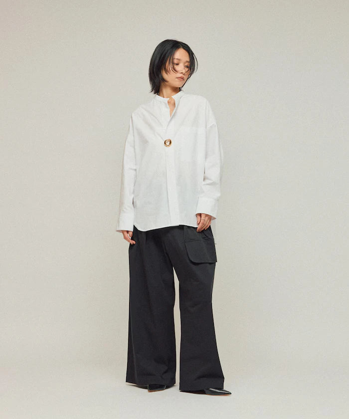 Oversized Long Sleeve Brooch Shirt