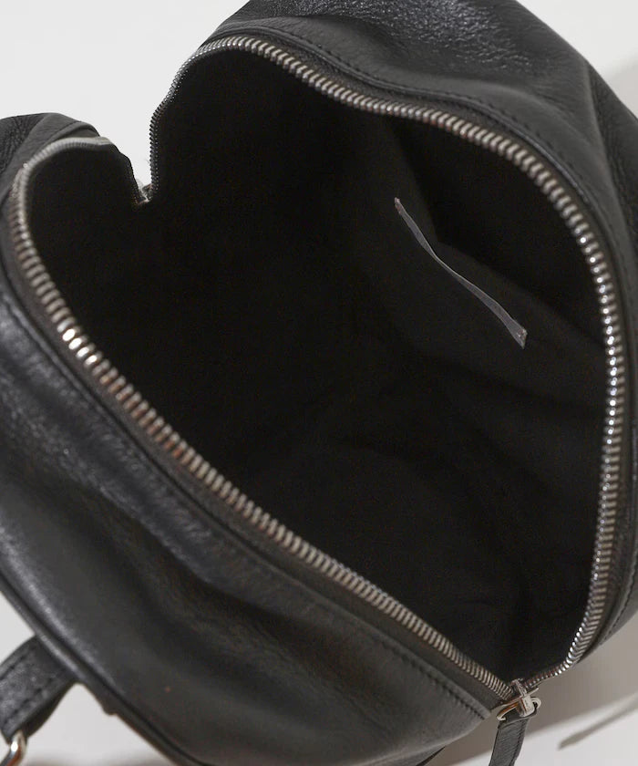 Leather Cubic Boston Bag / Cowhide / Water-Repellent Leather