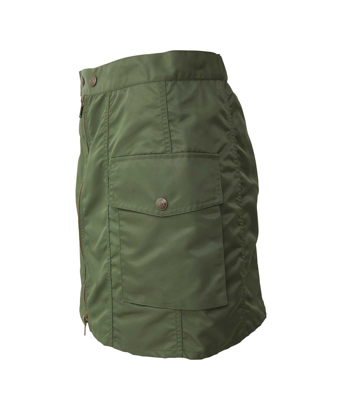 Front Zip Nylon Mini Skirt