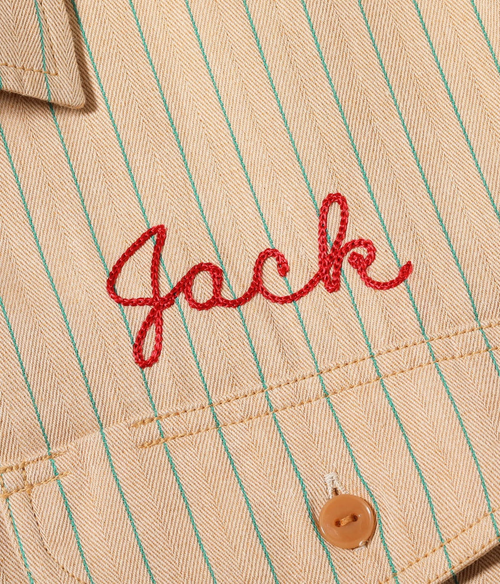 COKE STRIPE WORK SHIRT with CHAIN EMBROIDERED