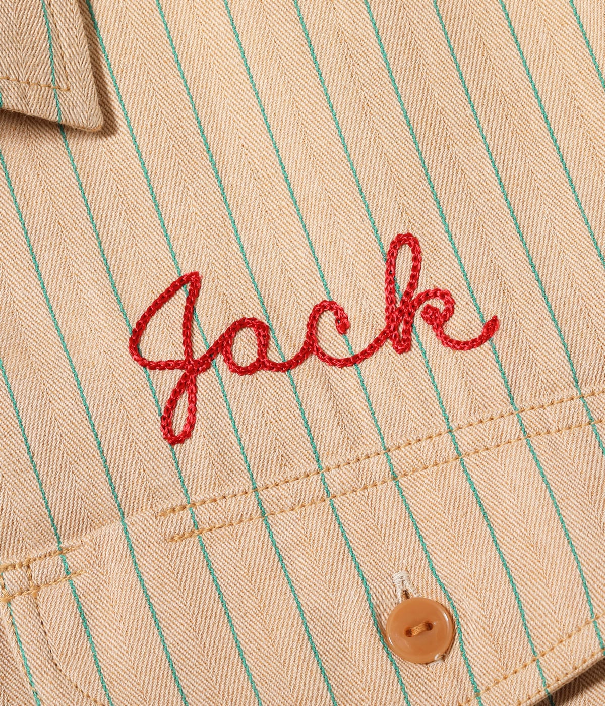 COKE STRIPE WORK SHIRT with CHAIN EMBROIDERED