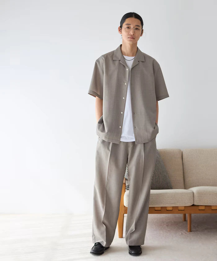 Functional Material Open Collar Short Sleeve Shirt Set 3 Piece Set / Washable / UV Cut / Quick Dry / Cooling Touch