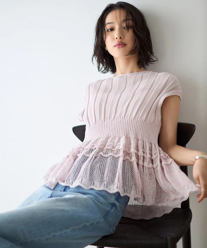 Japan Made Whole Garment Peplum Top