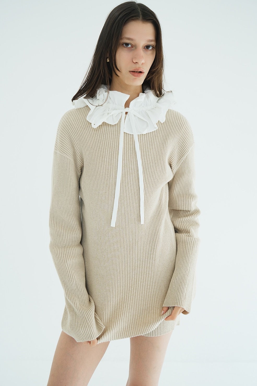 W FACE KNIT MINI ONEPIECE