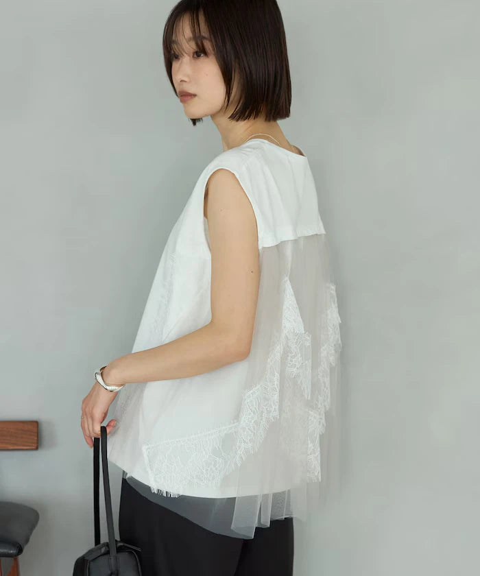 Organic Cotton Tulle Lace Docking Top