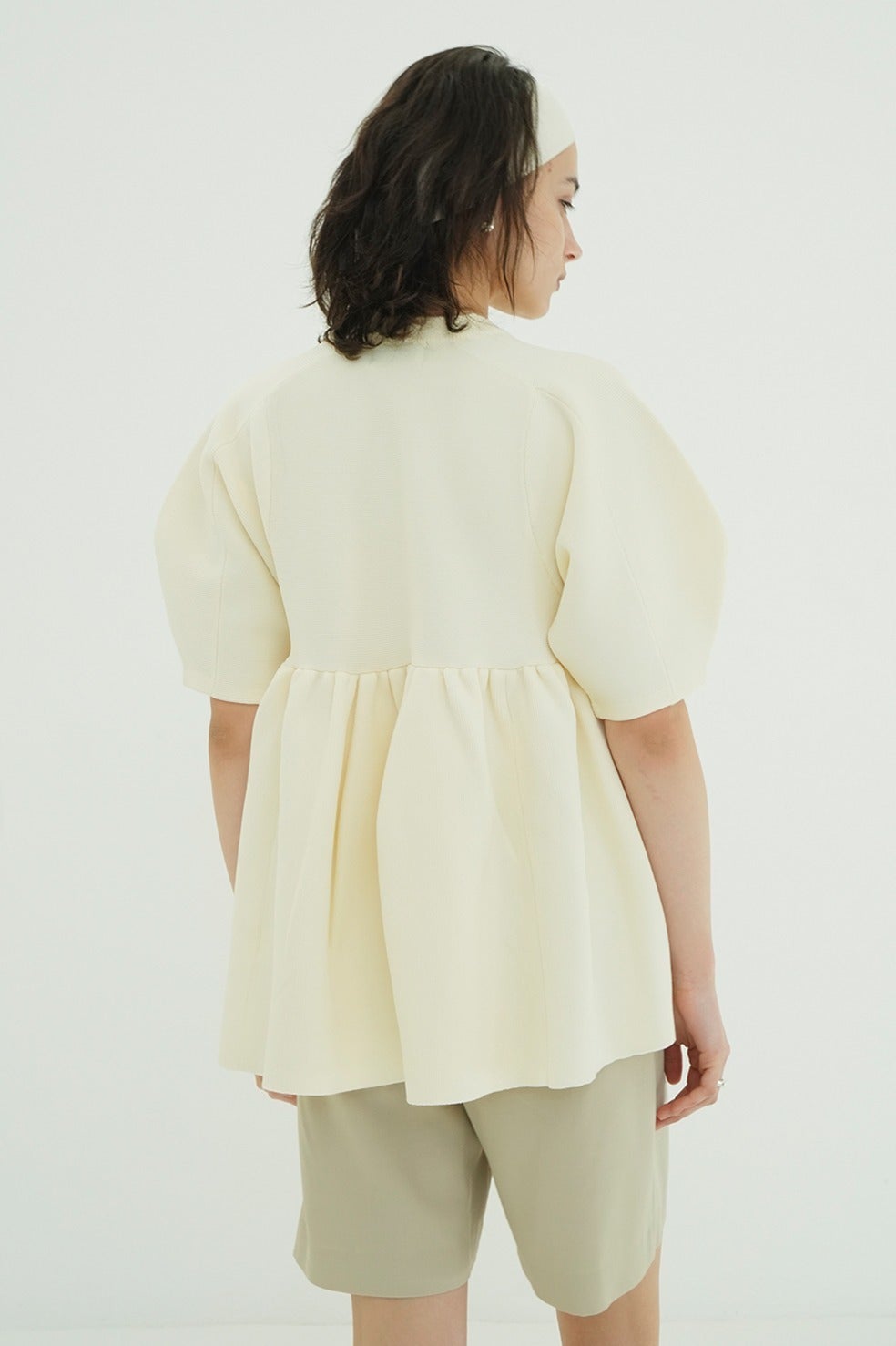 PEPLUM HALF SLEEVE KNIT TOPS