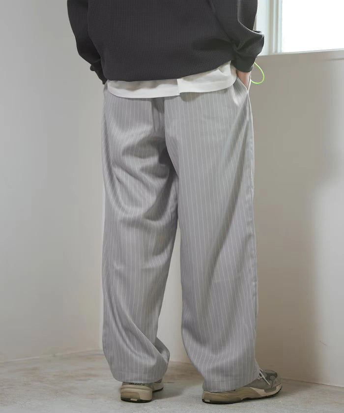 Spindle Stripe Easy Wide Pants / Compatible with Setup
