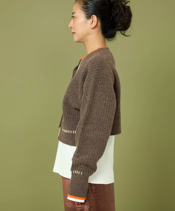 Short Length Color-block Knit Cardigan