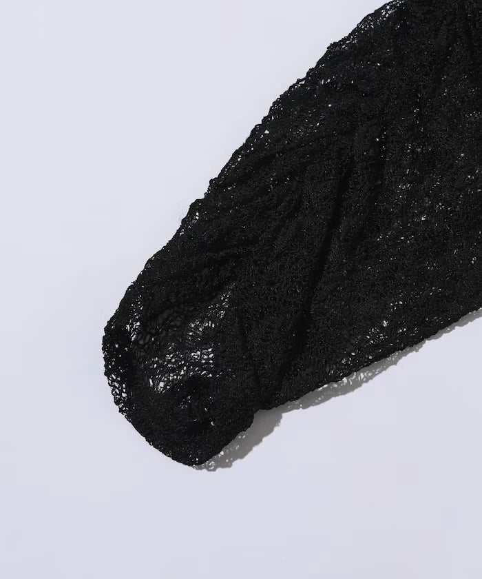 Many Button Lace Shirring Cardigan