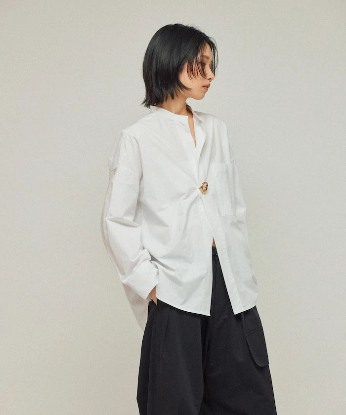 Oversized Long Sleeve Brooch Shirt