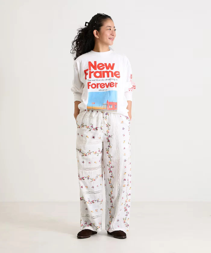 Dobby Floral Embroidery x Lace Pants