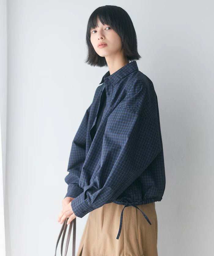 Hem Code Switch Short Length Long Sleeve Shirt