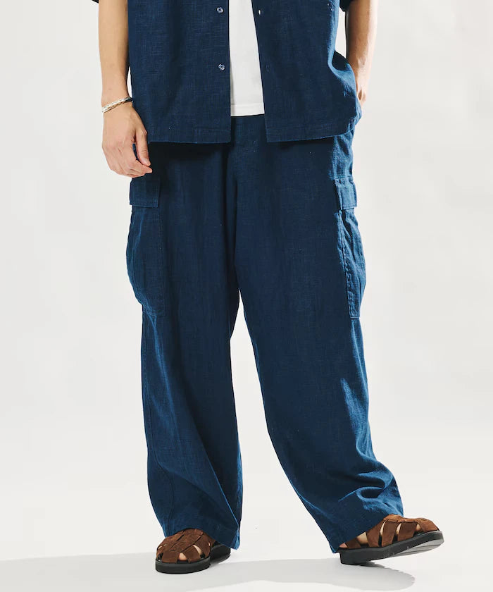 LINEN COTTON EASY CARGO PANTS 【Compatible with Set-Up】