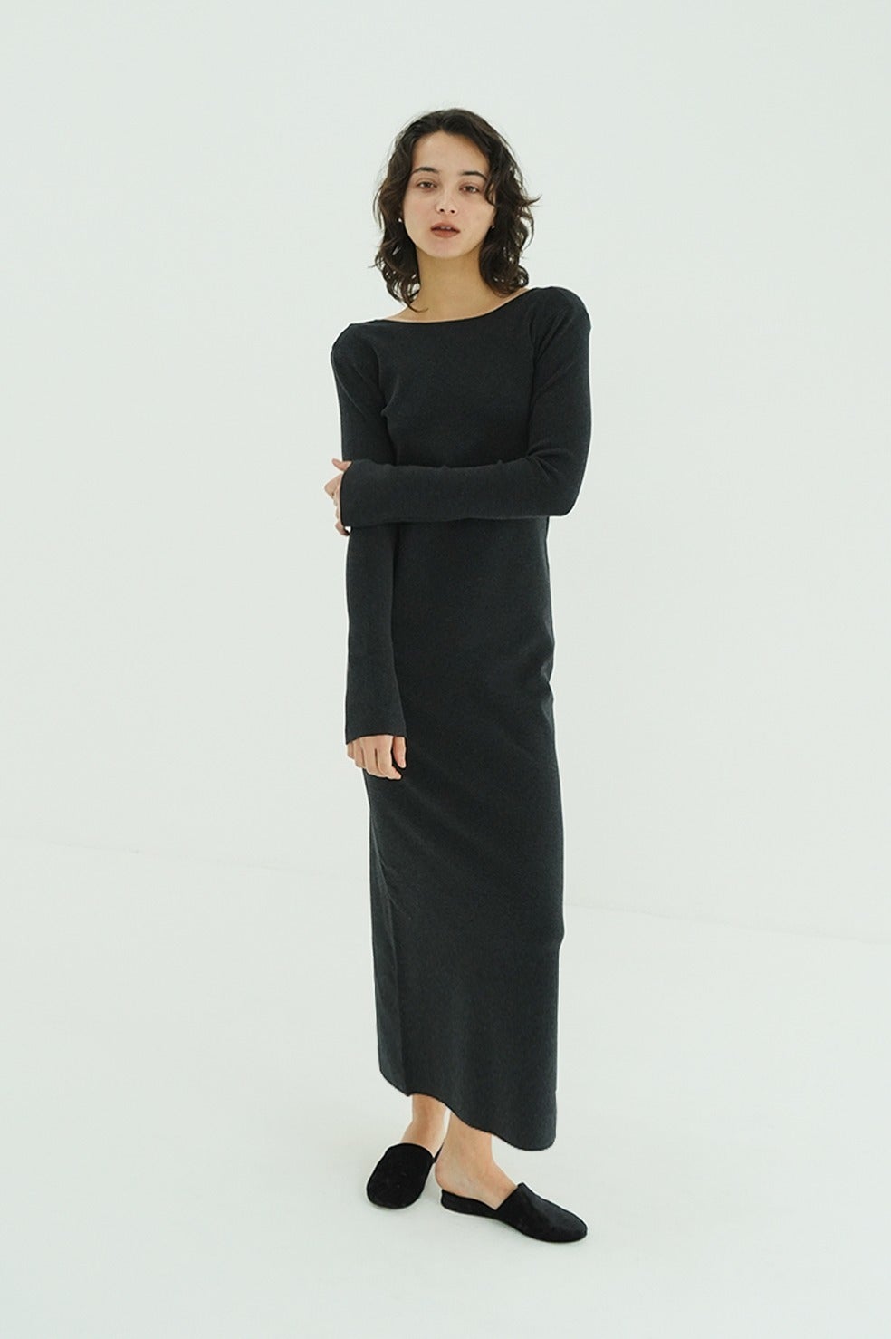 W FACE POWER SHOULDER KNIT ONEPIECE