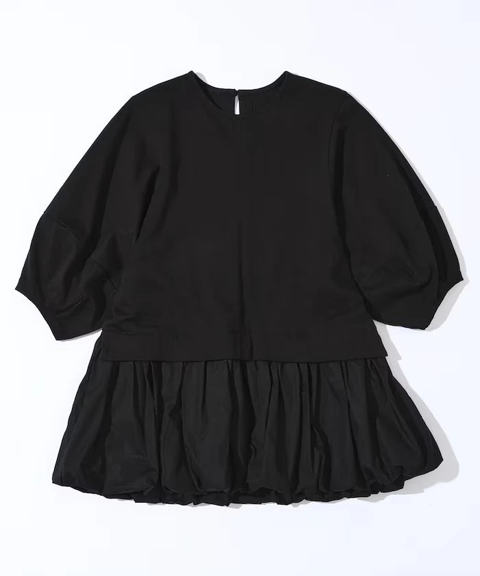 Organic Cotton Peplum Switch Top / 5-minute Sleeve T-Shirt