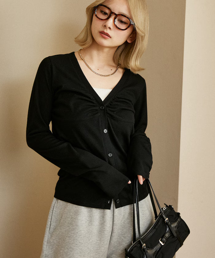 Layered-style V-neck cardigan limited edition