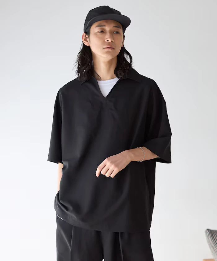 Functional Fabric Pullover Short Sleeve Shirt Set 3-piece Set / Washable / UV Cut / Quick Dry / Cool Touch