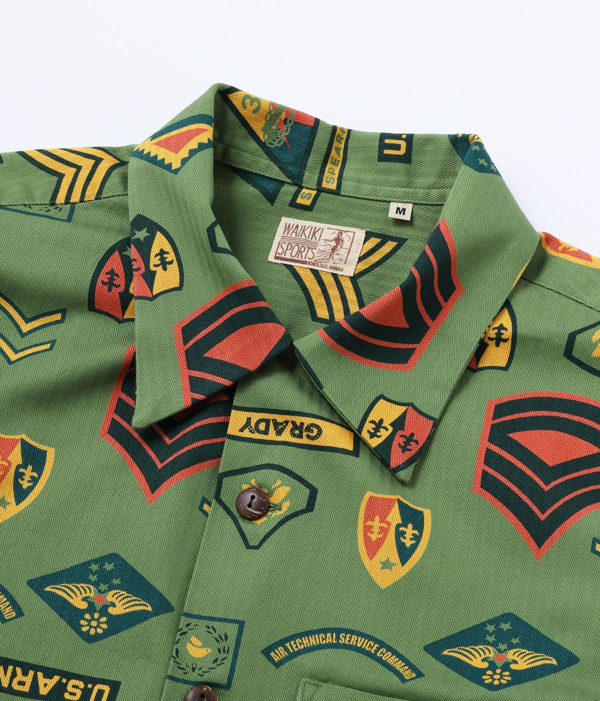 Cotton Herringbone Hawaiian Shirt "Insignia Of Army"