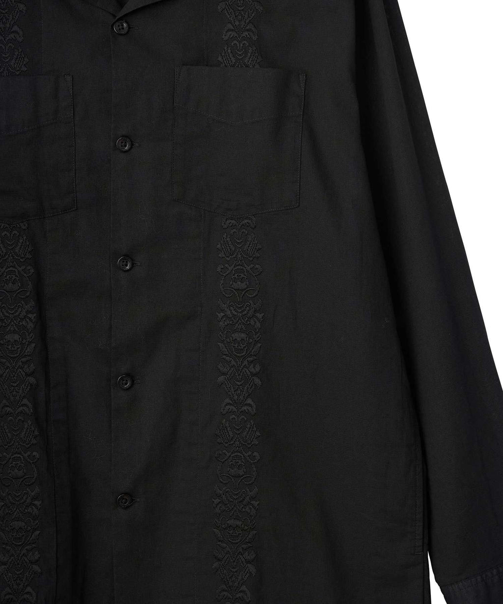 SKULL STRAP Embroidered Cuban Shirt