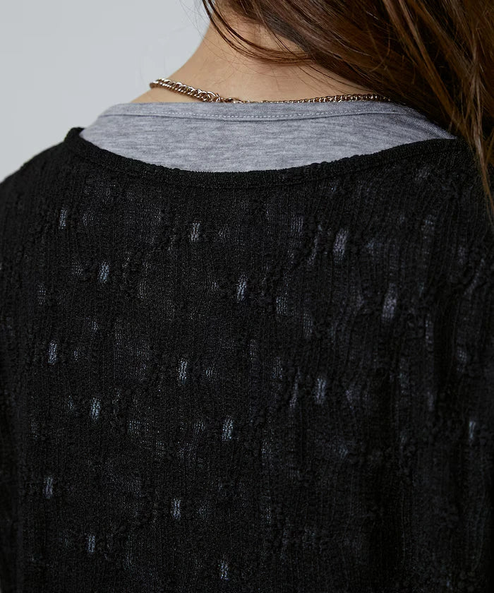 <Set Item> Cut x Jacquard Henry Neck T-Shirt Limited Edition