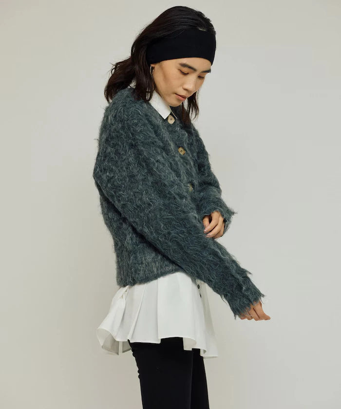 Variation Button Shaggy Knit Cardigan