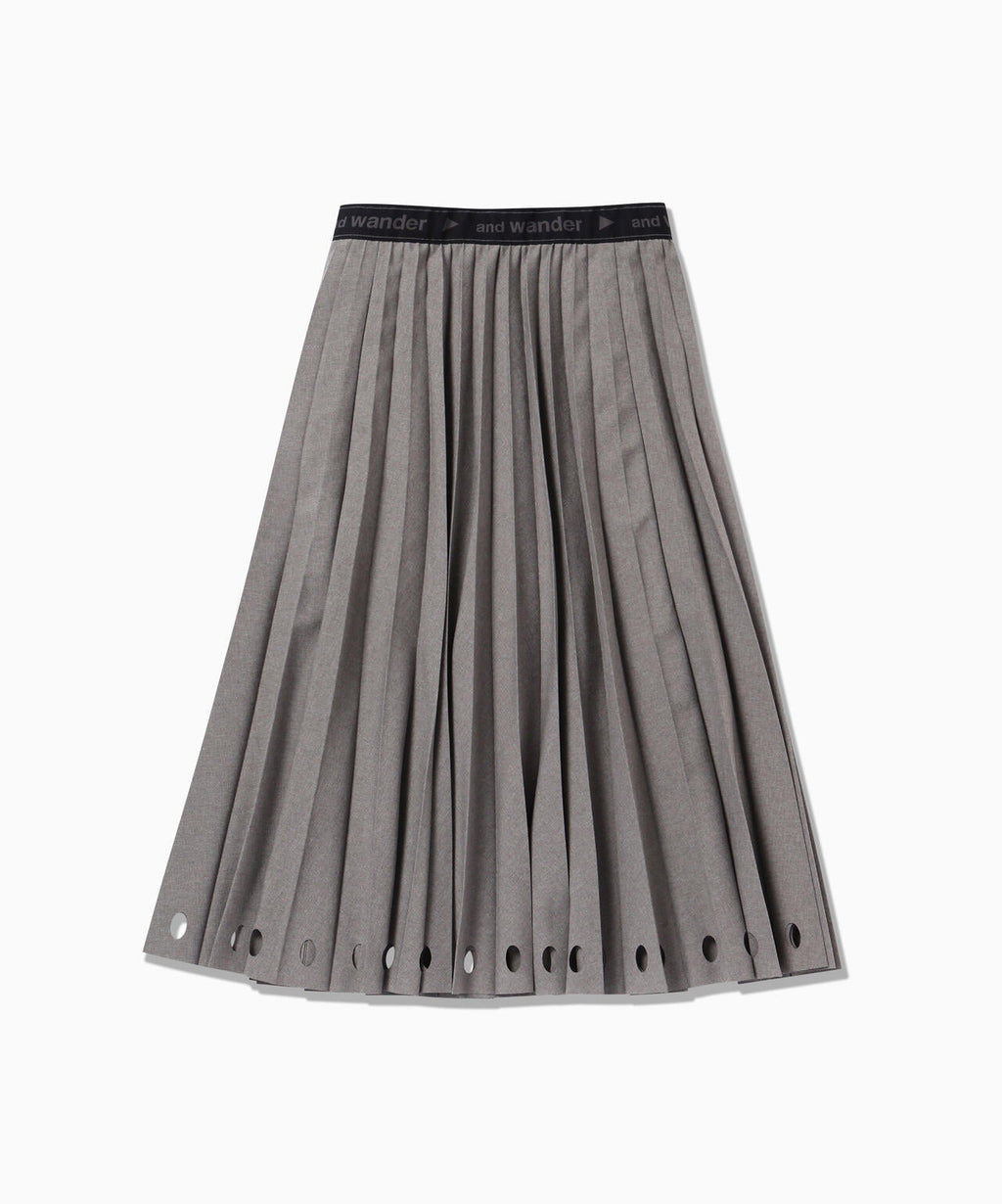PE melange twill pleats skirt (W)