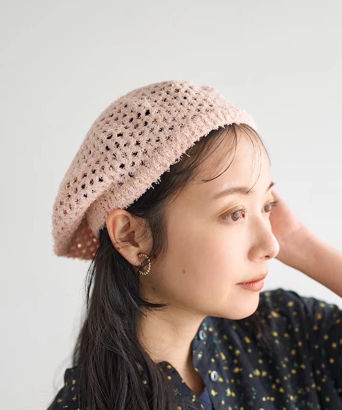 Lace Knit Beret Hat