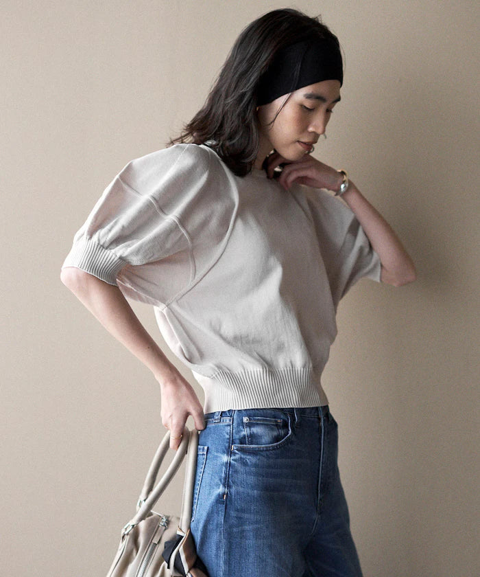 Japan Made Whole Garment Puff Sleeve Top
