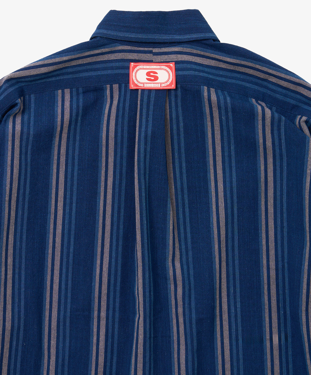 bingo kasuri wide shirt navy stripe