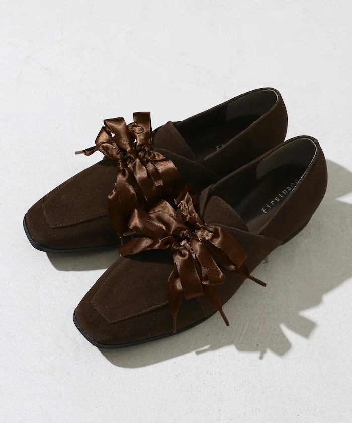 Suede-like Ribbon Lace-up Shoes (Available in sizes 22.5 to 24.5 cm)