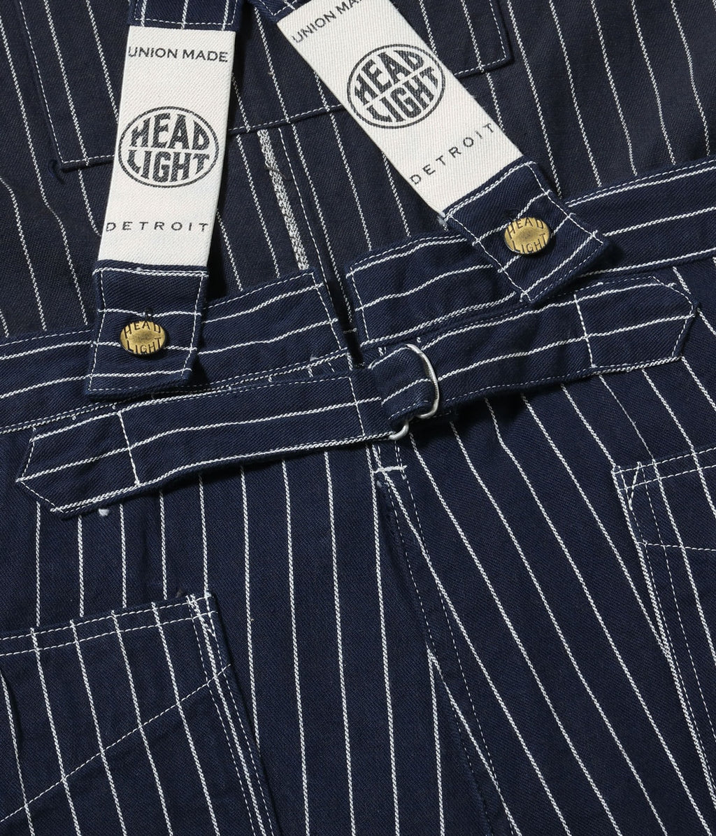 HEADLIGHT 8oz. SPECIAL WOVEN STRIPE DENIM LOW BACK OVERALLS