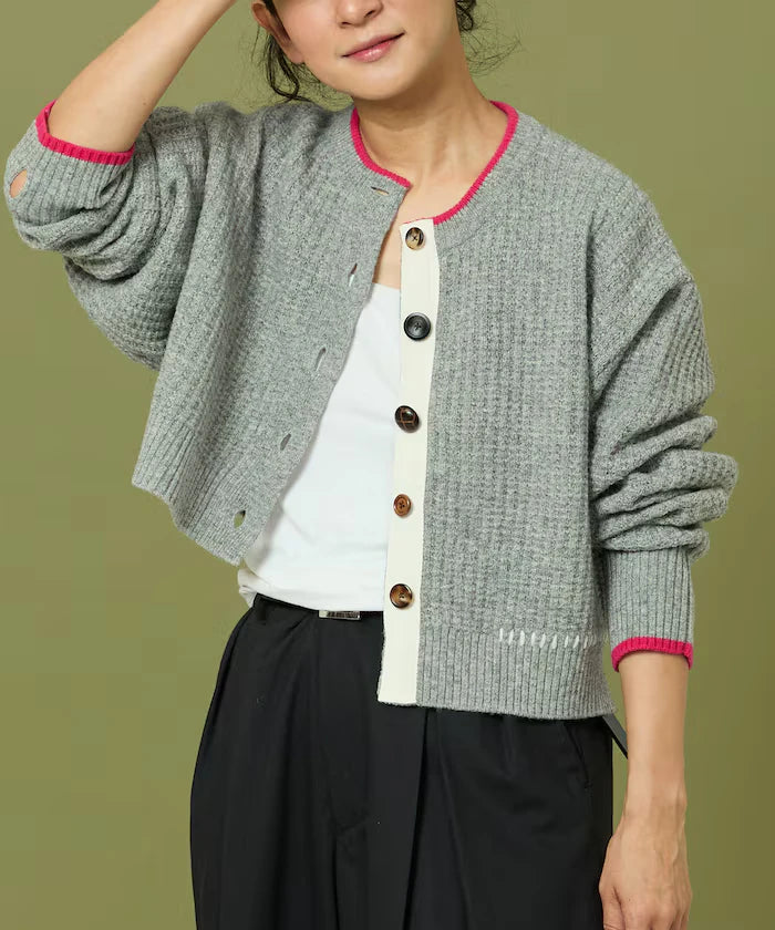 Short Length Color-block Knit Cardigan