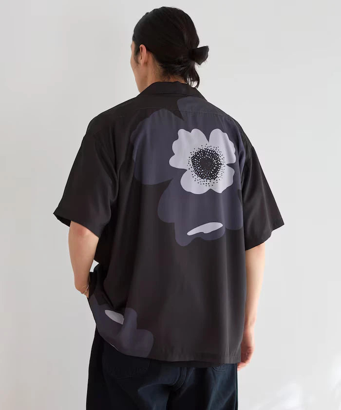 Open Collar Big Pattern Short Sleeve Shirt / Big Silhouette