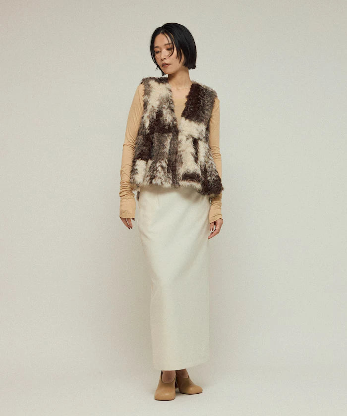 Peplum Silhouette Cow Print Fake Fur Vest
